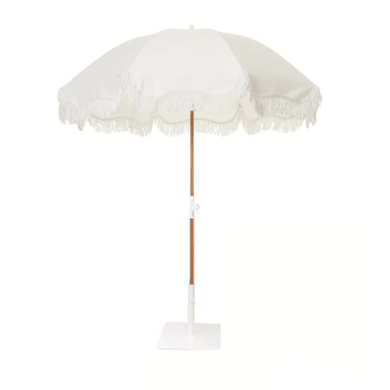 White Antique Fringe Umbrella